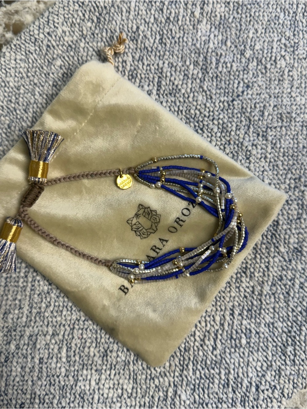 Barbara Bui Blue & Gold Beaded Multi-Strand Bracelet